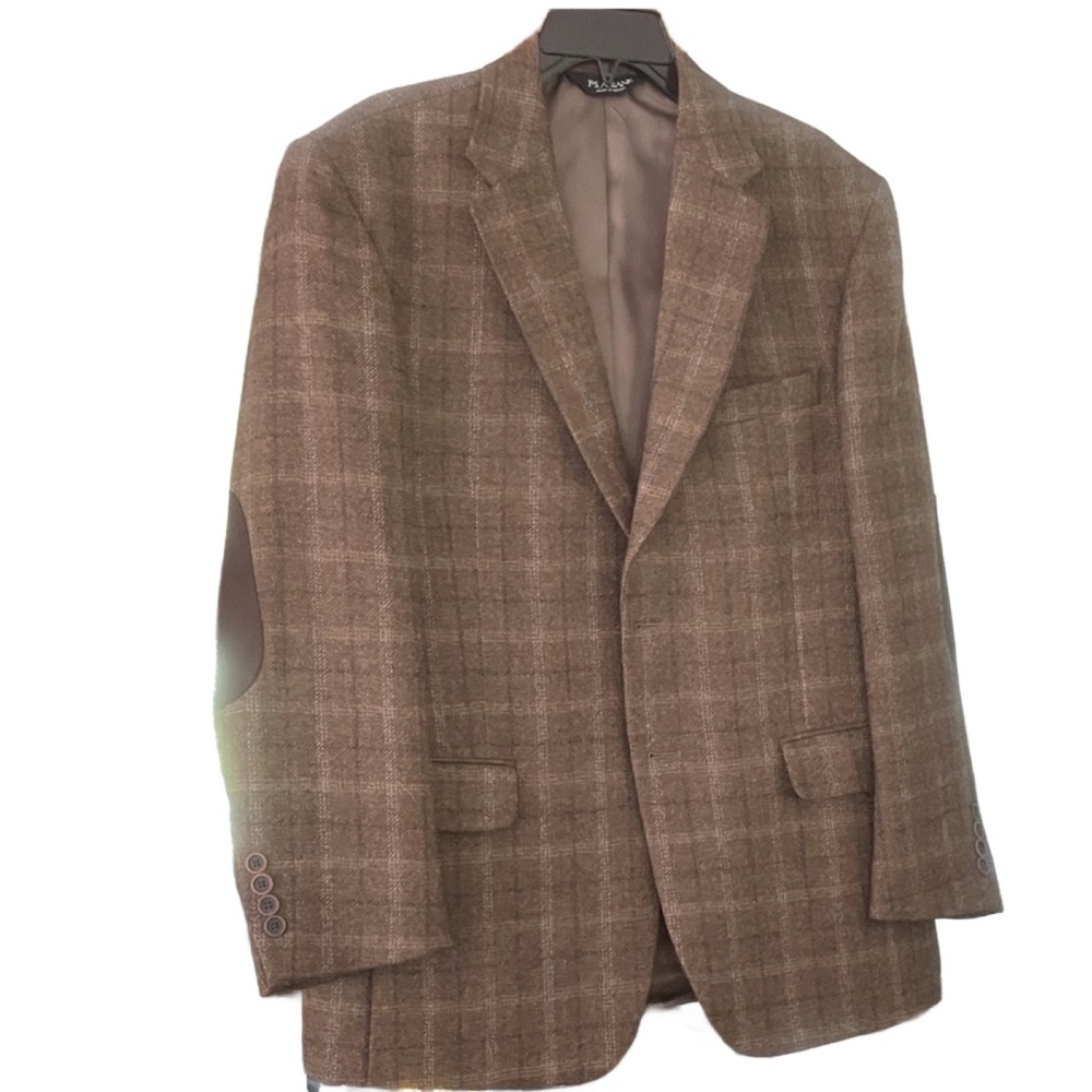 Jos. A. Bank Brown Plaid Blazer with Elbow Patches